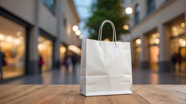 Foto concepto de bolsa de compras en un fondo de un centro comercial