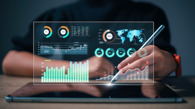 Concepto de Business Intelligence herramientas de gestión de análisis de datos inteligencia creación de estrategias corporativas toma de decisiones basada en datosx9