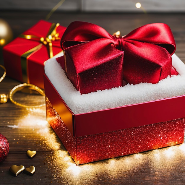 Foto concepto de caja de regalo de champán de cumpleaños de navidad día de san valentín