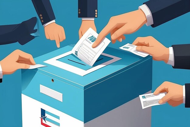 Concepto de caja de votación democrática que participa en las elecciones