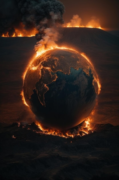 Foto concepto de calentamiento global con elementos de representación 3d del planeta tierra de esta imagen proporcionada por la nasa