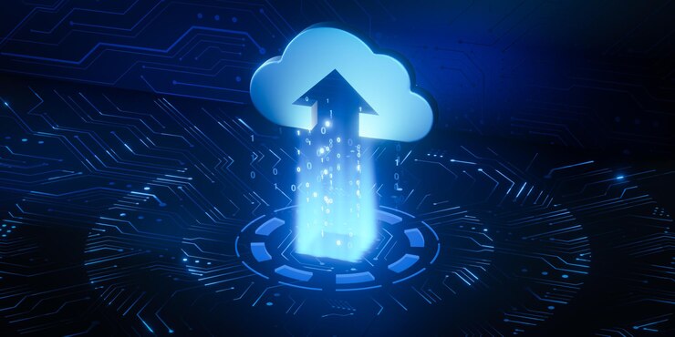 Foto concepto de carga de datos de computación en la nube