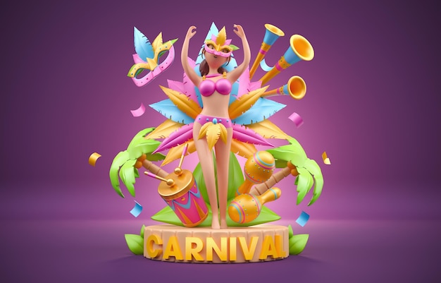 Concepto de carnaval 3D Ilustración 3D