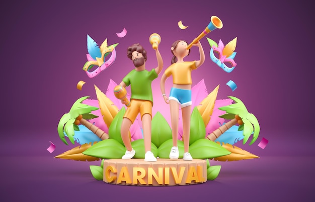Concepto de carnaval 3D Ilustración 3D