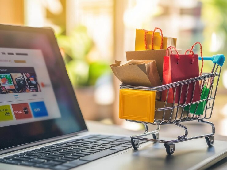 Concepto de carrito de compras en línea