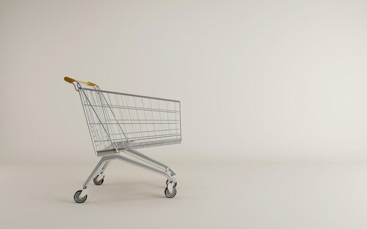 Concepto de carro de compras vacío para comprar o ir de compras