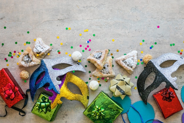 Foto concepto de celebración de purim en blanco