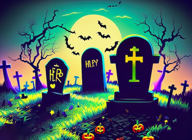 Concepto cementerio de halloween