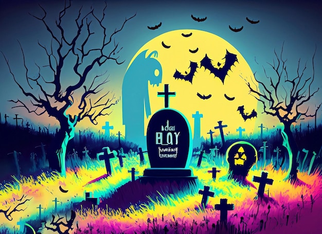 Foto concepto cementerio de halloween