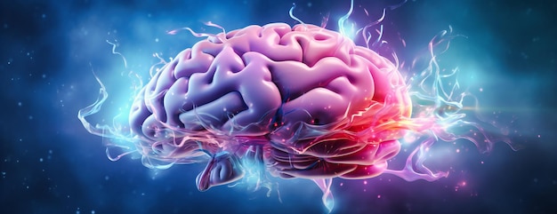 Foto el concepto del cerebro humano en azul simboliza la inteligencia, la ciencia y la salud neurológica.
