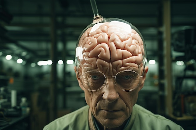 Concepto de cerebro humano Cerebro futurista Laboratorio de ciencias
