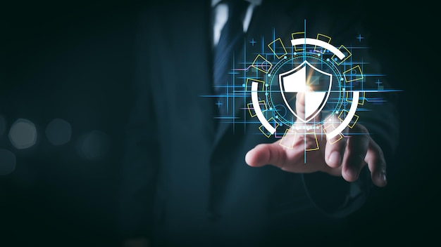 Concepto de ciberseguridad seguridad de la privacidad del usuario y encriptación acceso seguro a Internet Tecnología futura y cibernética bloqueo de pantalla protección de datos de la red de Internet contra cibercrimen de hackers