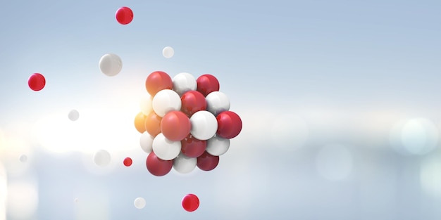 Concepto de ciencia con modelo de esfera. Técnica mixta