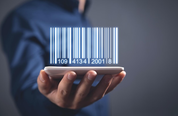 Concepto de cifrado de datos de marketing de identidad de código de barras