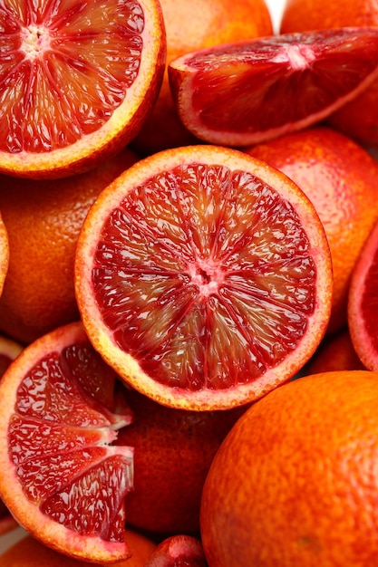 Concepto de cítricos con naranja roja de cerca