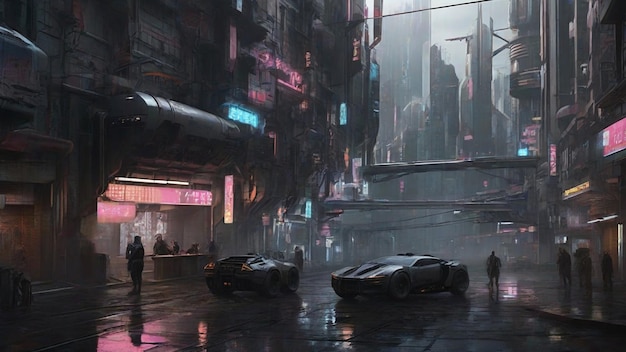 Concepto de la ciudad cyberpunk