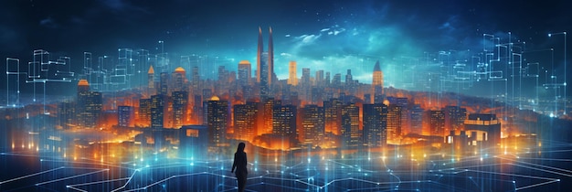 Concepto de ciudad digital tecnología de inteligencia artificial