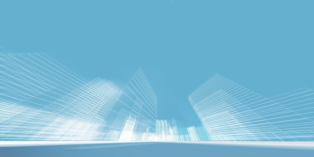 Concepto de la ciudad Edificio de construcción de la ciudad Renderización 3D