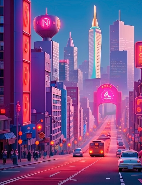 concepto de una ciudad futurista de estilo retro 2