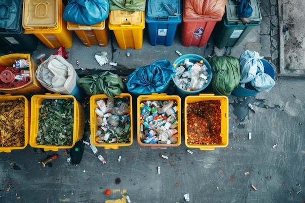 Foto concepto de clasificación de residuos y basura