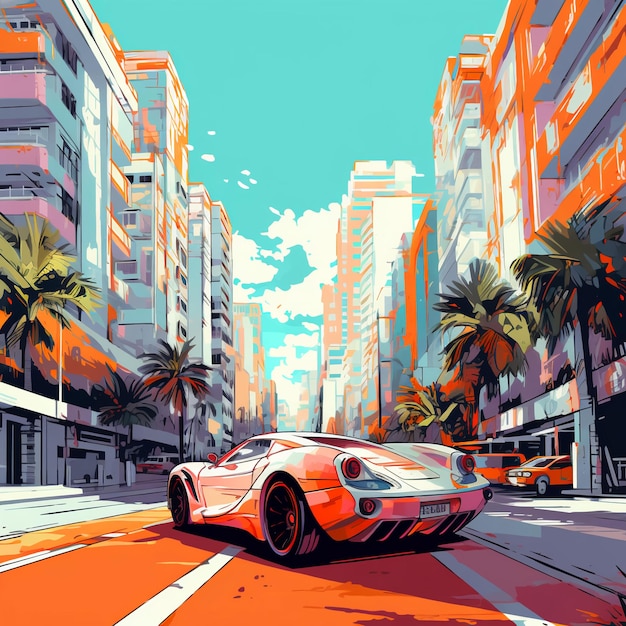 Concepto de coche en las calles de Miami