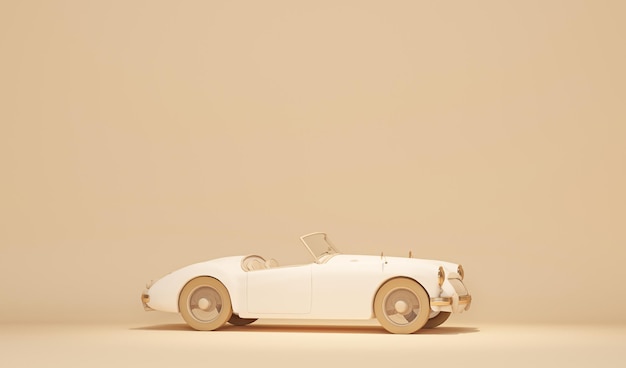 Concepto coche retro Juguete estilizado con aspecto de coche vintage Colores pastel y beige escena 3D render