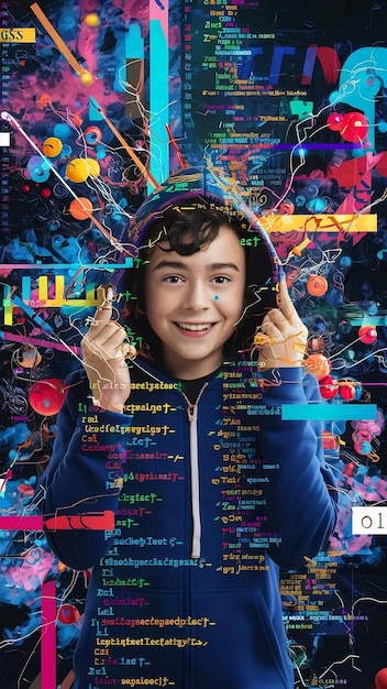 Concepto de collage html y css con persona