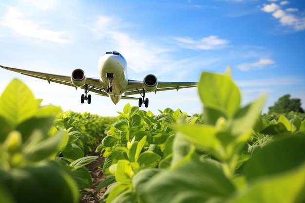 Concepto de combustible de aviación sostenible Vuelo de emisiones netas cero Transporte sostenible Eco