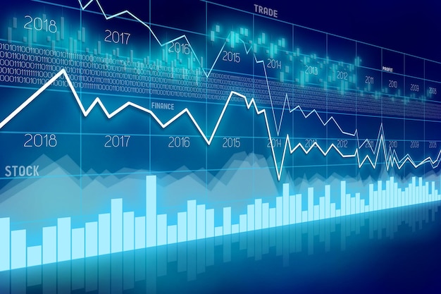 Concepto de comercio de gráfico de datos financieros azul