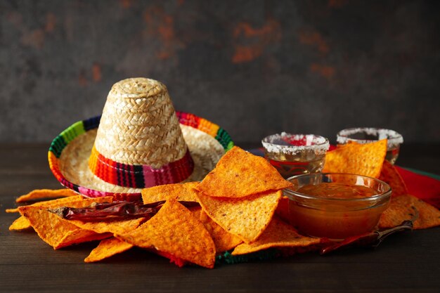 Concepto de comida mexicana Comida mexicana merienda y bebida