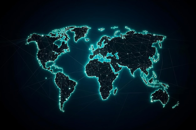 Concepto de composición de puntos y líneas del mapa mundial de negocios globales Conexión de red global