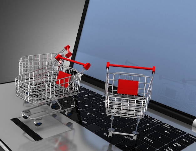 Concepto de compra online. 3d rindió la ilustración