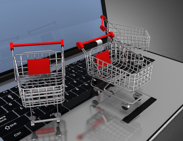 Concepto de compra online. 3d rindió la ilustración