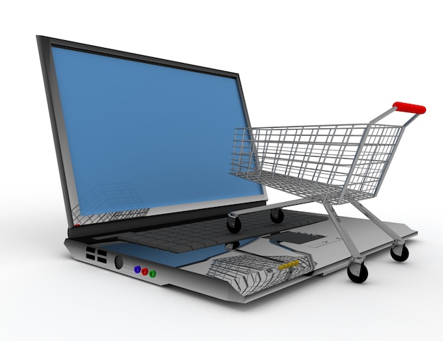 Concepto de compras en línea 3D