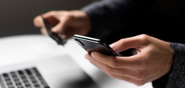 Concepto de compras en línea de vista superior