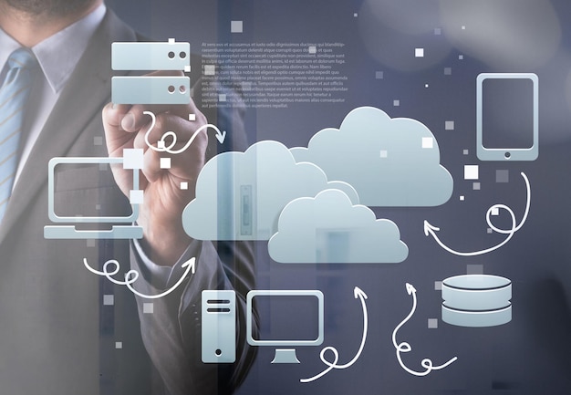 Concepto de computación en la nube - conectarse a la nube.