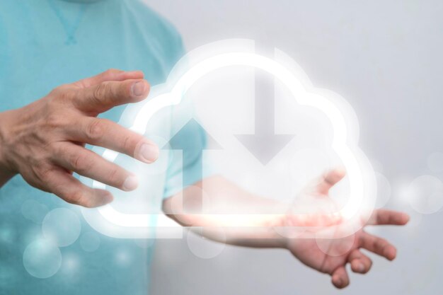 Concepto de computación en la nube con espacio de copia