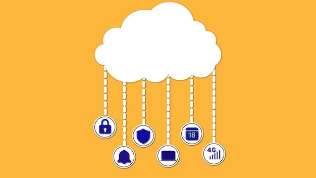 Concepto de computación en nube con íconos para almacenamiento de seguridad