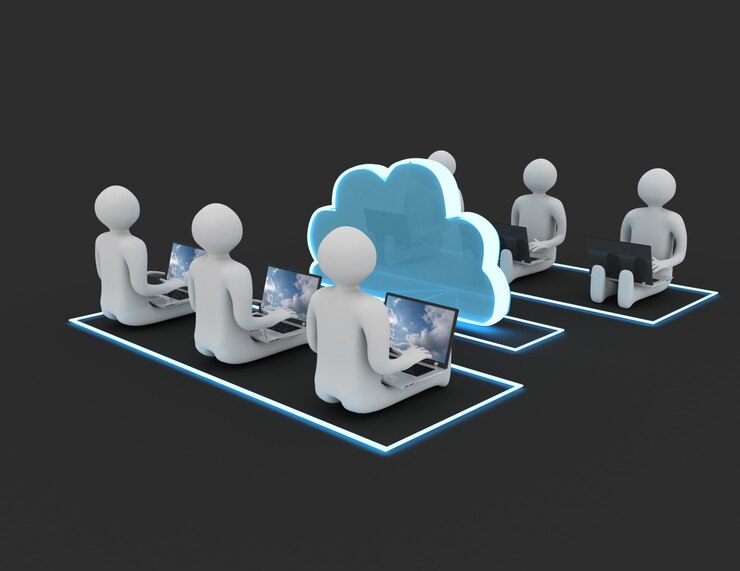 Foto concepto de computación de nubes. ilustración 3d