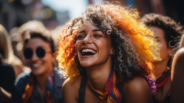 Concepto de la comunidad LGBTQ diversos jóvenes disfrutando del evento del orgullo gayxA