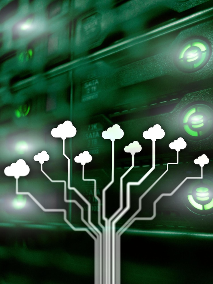 Foto concepto de conectividad y computación en la nube antecedentes del libro de tecnología 2020