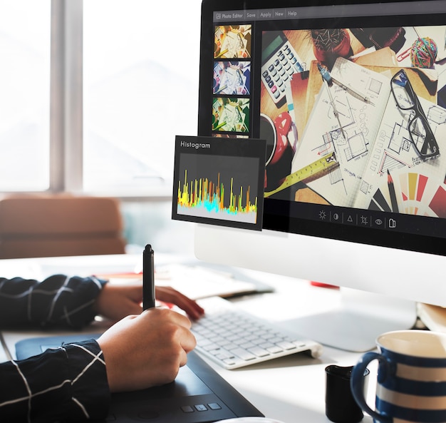 Concepto de configuración de histograma de Photo Editor