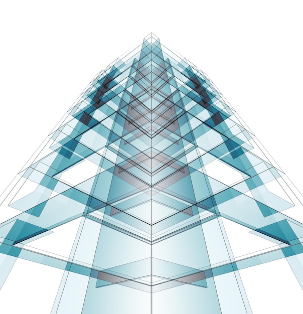 Foto concepto de construcción abstracto representación 3d aislada en blanco