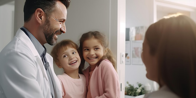 Foto el concepto de consulta de salud infantil con un médico.