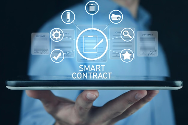 Concepto de contrato inteligente Tecnología empresarial