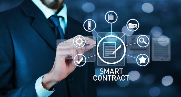 Concepto de contrato inteligente Tecnología empresarial