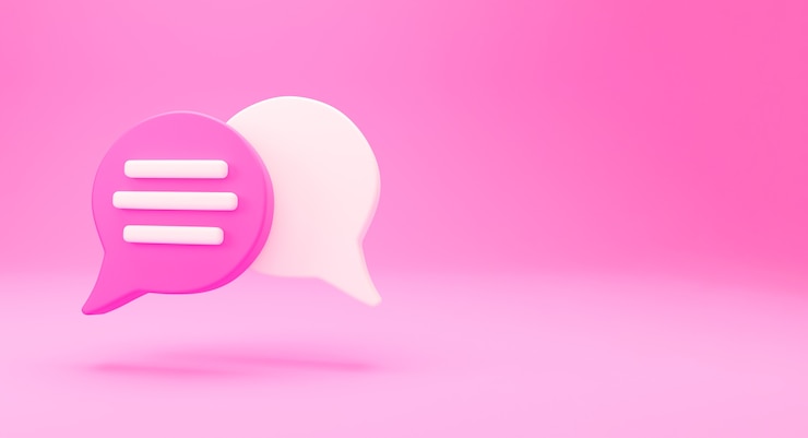 Foto concepto de conversación de chat mínimo 3d. icono de chat de burbuja de discurso de grupo aislado sobre fondo rosa. mensaje creativo concepto de chat de redes sociales símbolo de chat de comunicación o comentario. render 3d