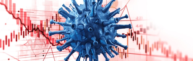 Concepto de coronavirus y economía mundial. El impacto del coronavirus en la bolsa de valores.