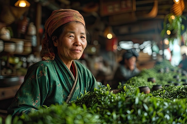 Foto concepto de cosecha de té de ceilán