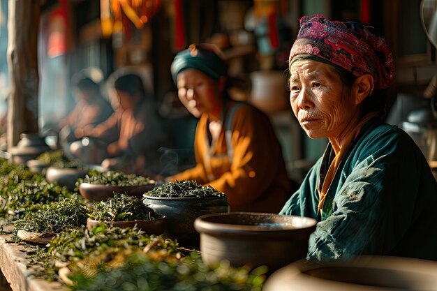 Foto concepto de cosecha de té de ceilán